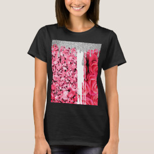 Pink Diamonds Sparkling Roses T-Shirt