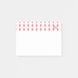 Pink Diamonds with Initials Post-it Notes