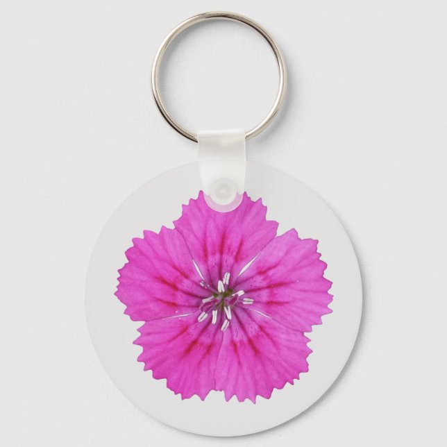 Pink Dianthus Keychain (Front)