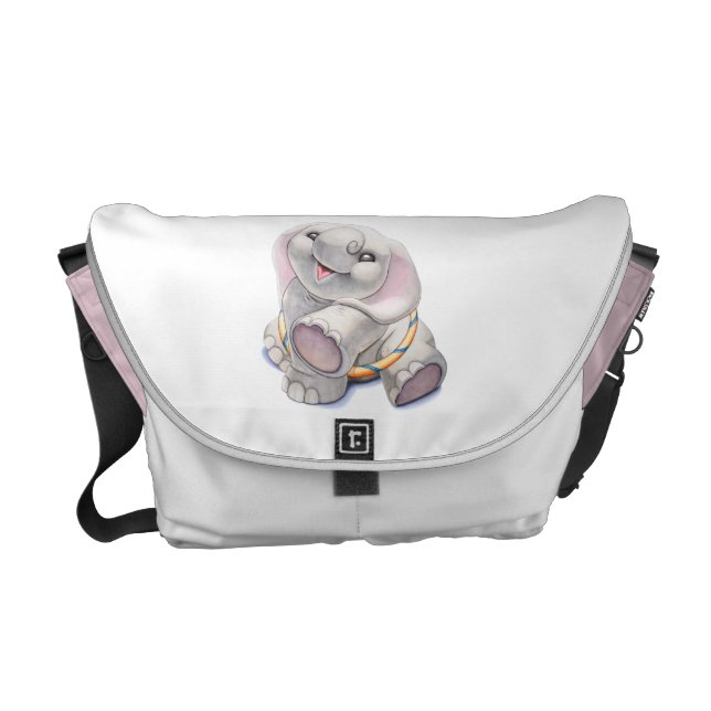 Pink Diaper Bag with Hughbert the Baby Elephant Courier Bag (Front)