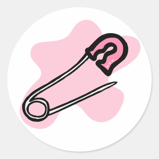 Pink Diaper Pin Classic Round Sticker (Front)