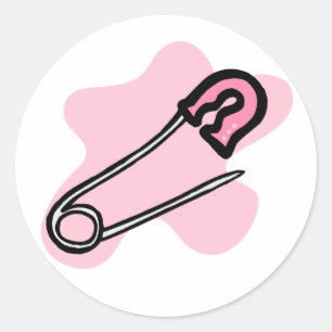 Pink Diaper Pin Classic Round Sticker