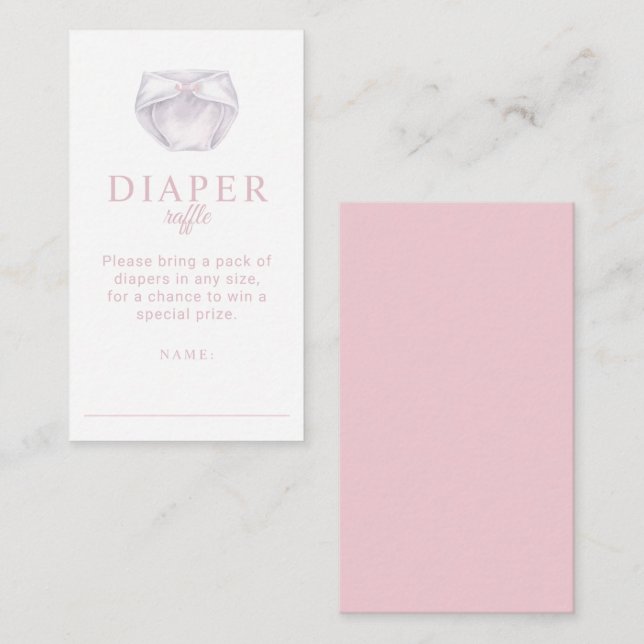 Pink Diaper Raffle Baby Shower Enclosure Card (Front/Back)