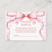 Pink Diaper Raffle Plaid Bow Watercolor