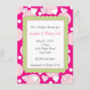 Pink diaper shower baby girl invitation