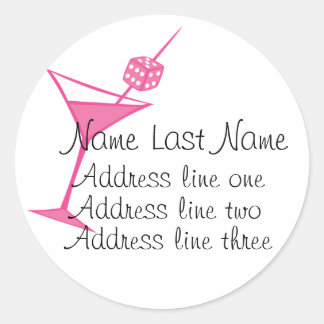 PInk Dice Martini Stickers