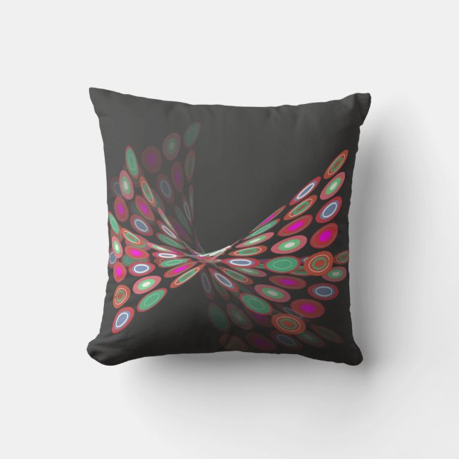 Pink Digital Butterfly Graphics Art Pillow Cushion (Front)