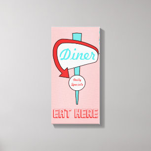 Pink Diner Sign Canvas