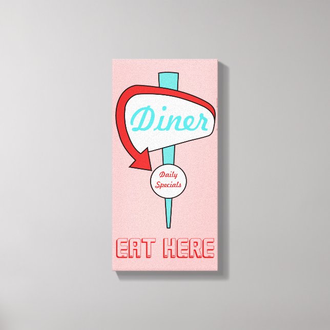 Pink Diner Sign Canvas (Front)
