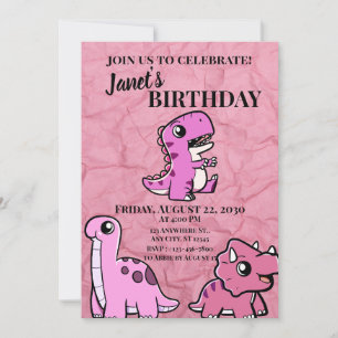 Pink Dino Invitation