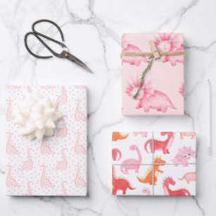 Pink Dinos Wrapping Paper Sheet