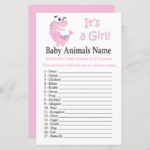 Pink Dinosaur Baby Animals Name Game