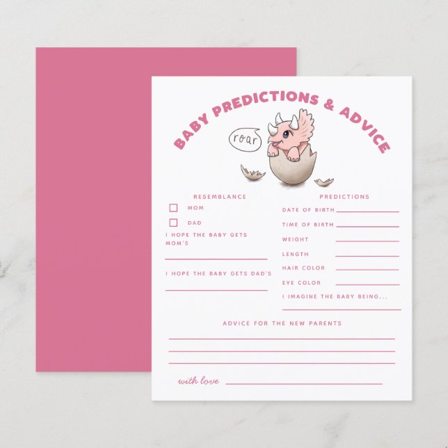 Pink Dinosaur Baby Predictions & Advice  (Front/Back)