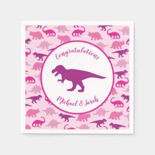Pink Dinosaur Baby Shower Cute Dino Girl Napkin