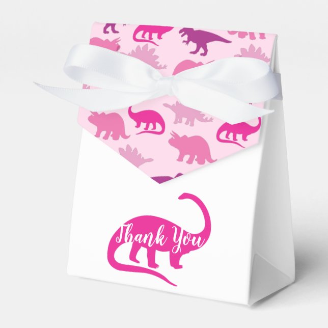 Pink Dinosaur Baby Shower Favour Box (Front Side)