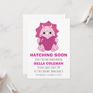 pink dinosaur baby shower invitations