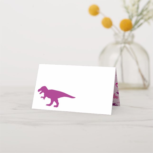 Pink Dinosaur Baby Shower Place Card (Front)