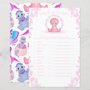 Pink Dinosaur Baby Word Scramble Baby Shower Game