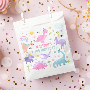 Pink Dinosaur Birthday Party Favour Bags