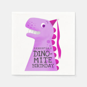 Pink Dinosaur Birthday Party Napkin