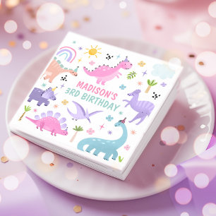 Pink Dinosaur Birthday Party  Napkin