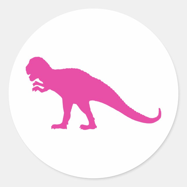 Pink Dinosaur Classic Round Sticker (Front)