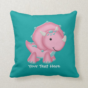 Pink Dinosaur (customisable) Cushion