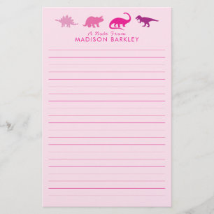 Pink Dinosaur Cute Kid's Dino Stationery