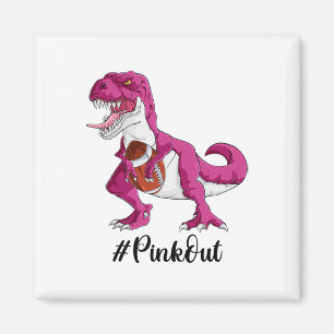 Pink Dinosaur Footbyll Boys Breast Cancer Awarenes Magnet