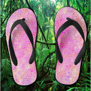 Pink Dinosaur Hide  Kid's Flip Flops