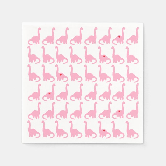 Pink Dinosaur Napkins (Front)