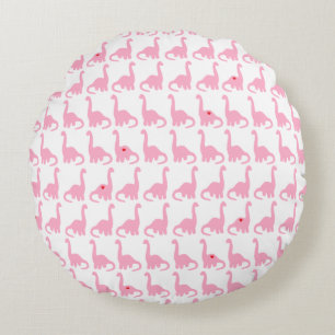 Pink Dinosaur Round Pillow