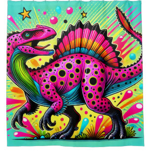 Pink Dinosaur Shower Curtain