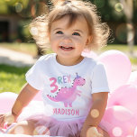 Pink Dinosaur Three Rex 3rd Birthday Party  Baby T-Shirt<br><div class="desc">Pink Dinosaur Three Rex 3rd Birthday Party T-Shirt
All designs are © PIXEL PERFECTION PARTY LTD</div>