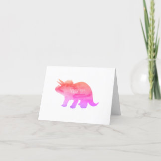 Pink Dinosaur Triceratops Thank You Card