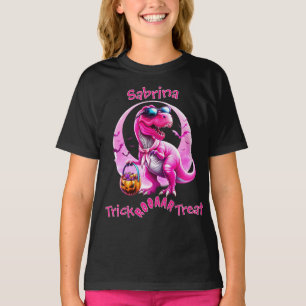 Pink Dinosaur Trick Or Treat  T-Shirt