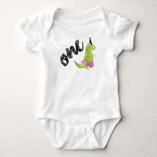 Pink Dinosaur Tutu  Ballerina Party Dino Theme Fun Baby Bodysuit