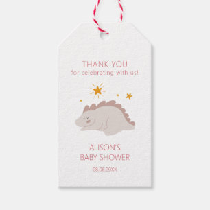 Pink Dinosaur Twinkle Stars Baby Girl Gift Tags
