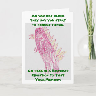 Pink Dinosaurs Birthday Quiz Card