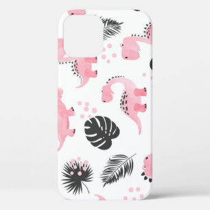Pink Dinosaurs: Cute Kids Pattern. iPhone 12 Case