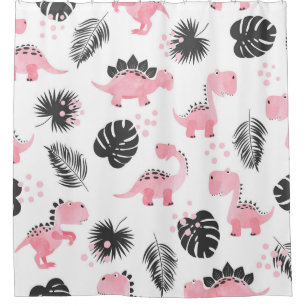 Pink Dinosaurs: Cute Kids Pattern. Shower Curtain