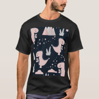 Pink dinosaurs, dark background, cute