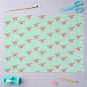Pink dinosaurs on blue tissue paper