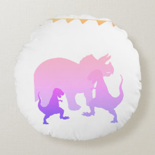 Pink Dinosaurs Round throw cushion