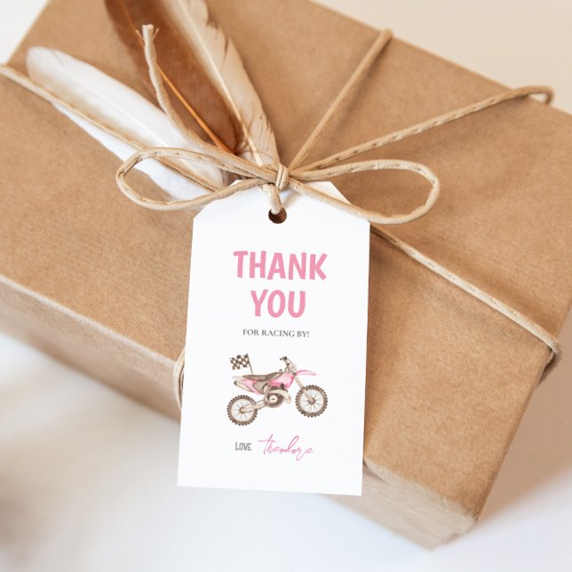 Pink Dirt Bike Girl Birthday Gift Tag (Creator Uploaded)