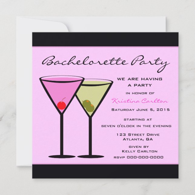 Pink & Dirty Martinis Invitation (Front)