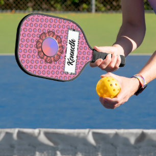 Pink Disc Ribbon by Kenneth Yoncich Pickleball Paddle
