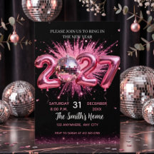 Pink Disco Ball 2027 New Year's Eve Party