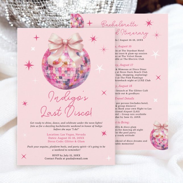 Pink Disco Ball Bachelorette Party Girly Weekend Invitation (Pink Disco Ball Bachelorette Party Girly Weekend Invitation)