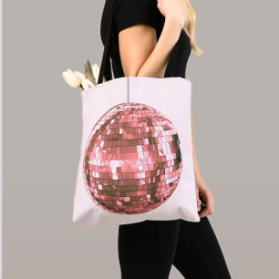 Pink Disco Ball Bag, Retro Style, Cool Girl Tote Bag